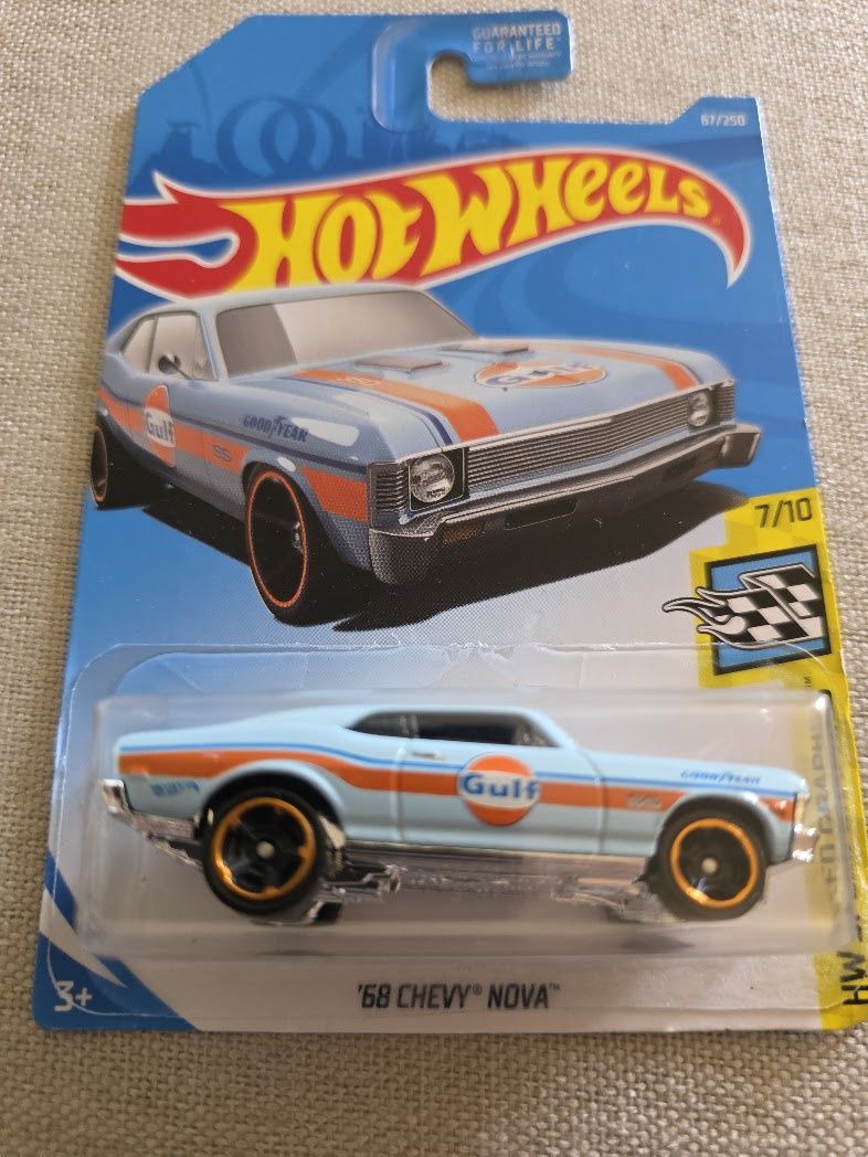 Hot Wheels HW SPEED GRAPHICS, '68 CHEVY NOVA, Blue, GULF RACING, 2017, 7/10