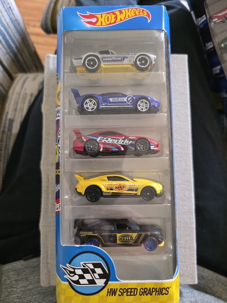 Hot Wheels HW Speed Graphics 5 Pack Gift Set Lot Chevy Corvette Ford GT Supra