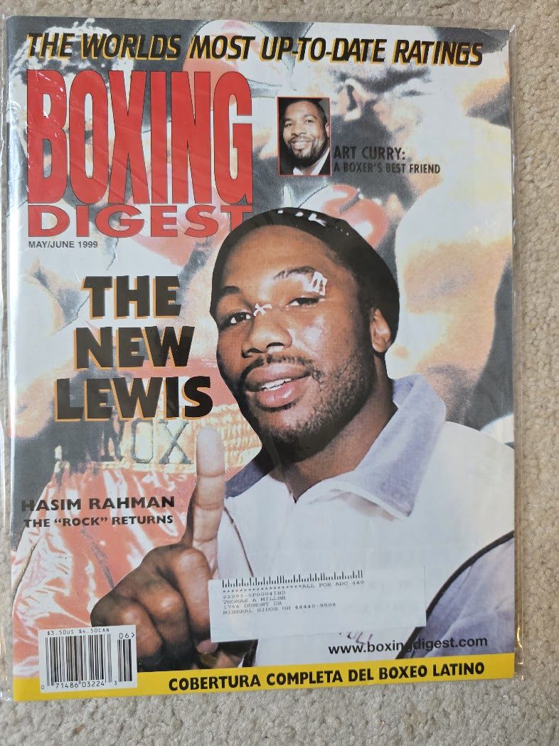 1999 May June Boxing Digest Magazine Lennox Lewis Hasim Rahman Art Curry