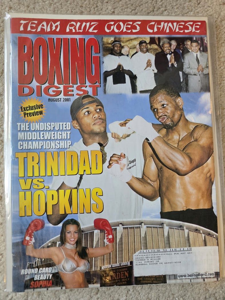 BOXING DIGEST MAGAZINE AUGUST 2001 TINIDAD HOPKINS