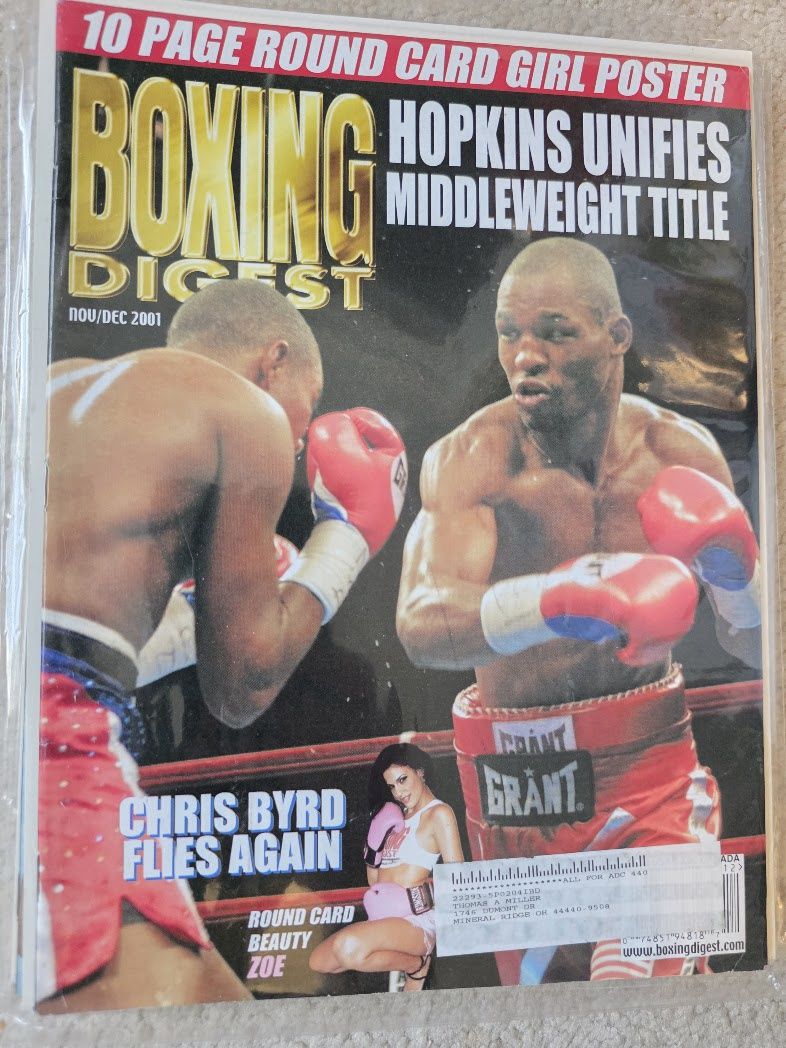 BOXING DIGEST MAGAZINE TITO TRINIDAD-BERNARD HOPKINS NOVEMBER-DECEMBER 2001