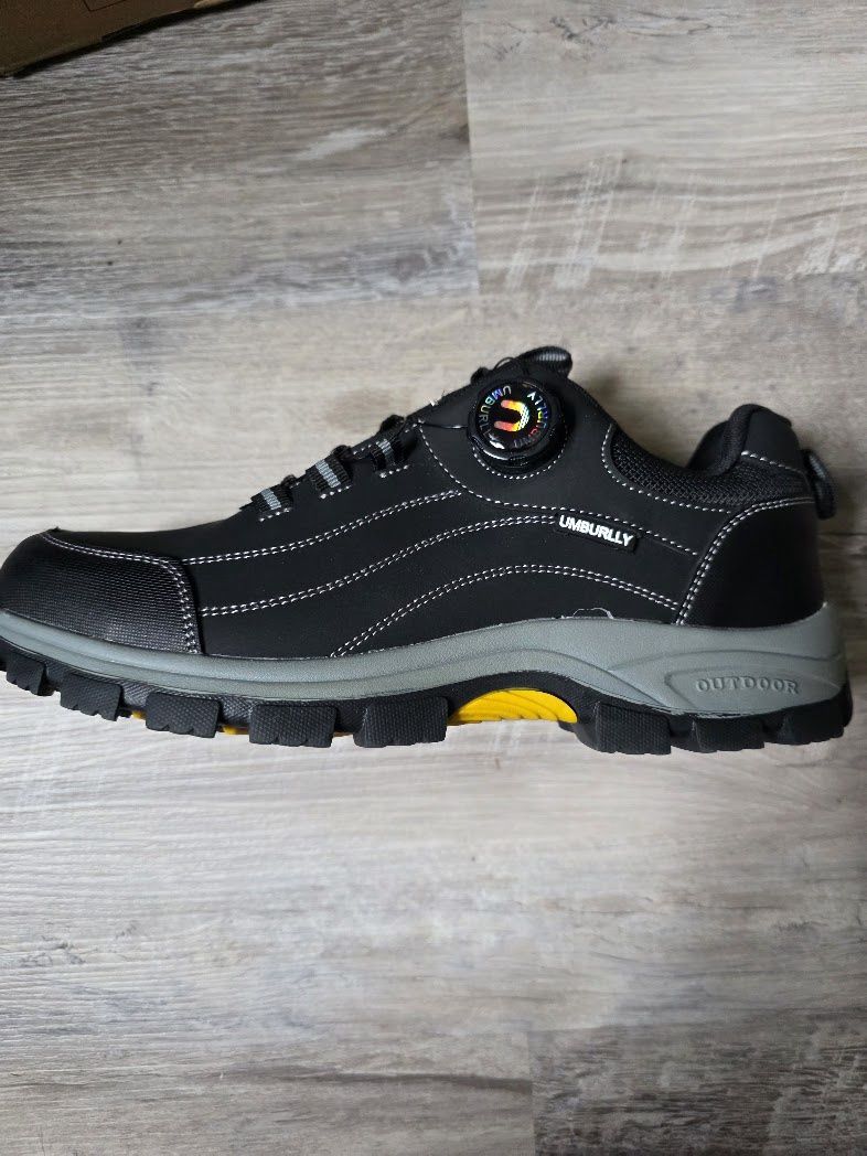 UMBURLLY Men's Steel Toe Safety Shoes, Button Design, Anti-Crush, Anti-Puncture, Rubber Sole, Industrial size 10