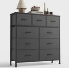 9-Drawer Fabric Dresser Storage Tower with Wood Top and Steel Frame, Organizer
