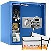 Voncabay Money Safe Box for Home with Sensor Light &amp; Fireproof Money Bag - 1.5 Cubic Feet Security Safe Box with Digital Keypad, Keys &amp; Pass Code Lock BLUE