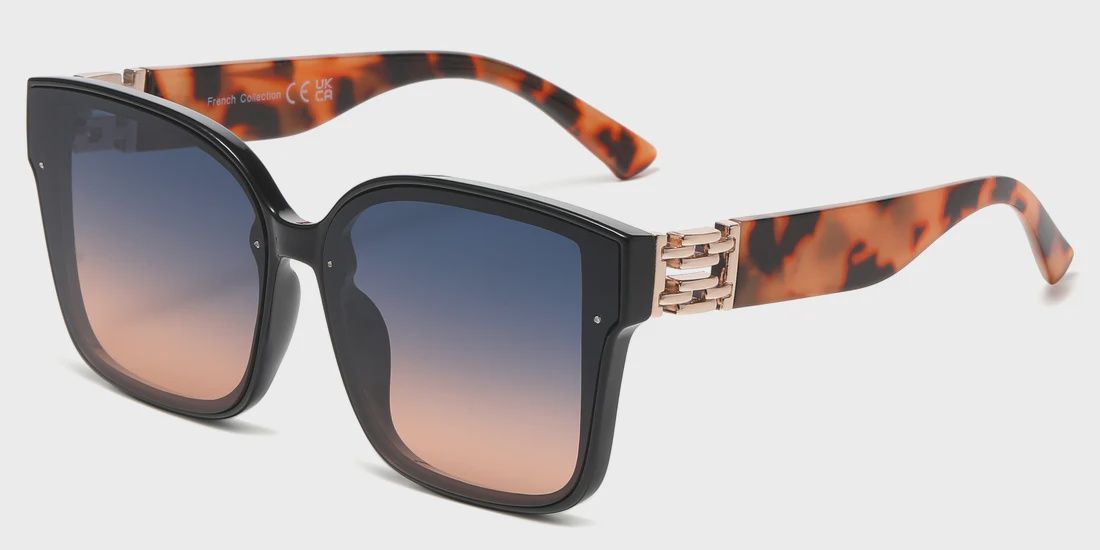 Brand New Large Thick Square Frame with Metal Accent Temple Plastic Sunglasses Choose Color-FC 5845, Color: Light Leopard Print