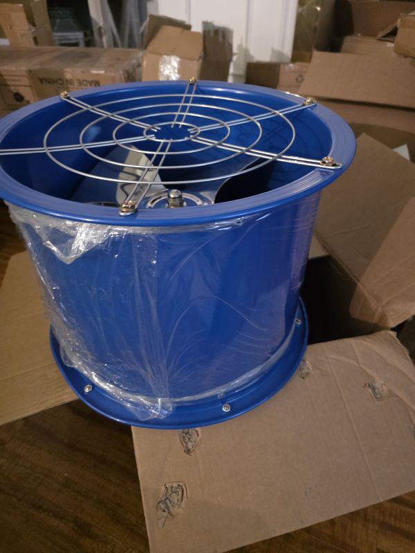 16" Ventilation Axial Fan Cylinder Pipe Spray Booth Paint Fumes Exhaust Blower BEND IN THE METAL SEE PIC