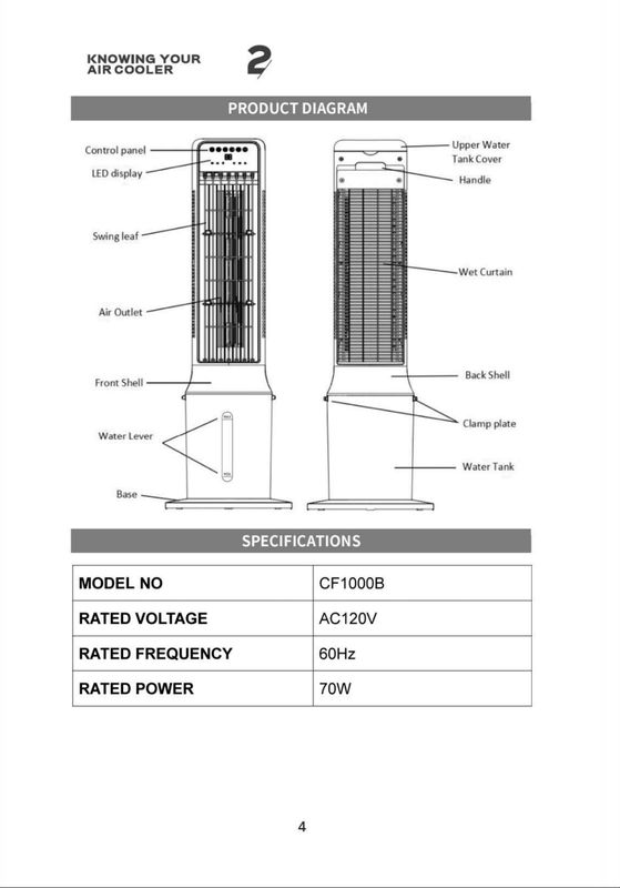 Uthfy CF1000B 35'' Evaporative Air Cooler