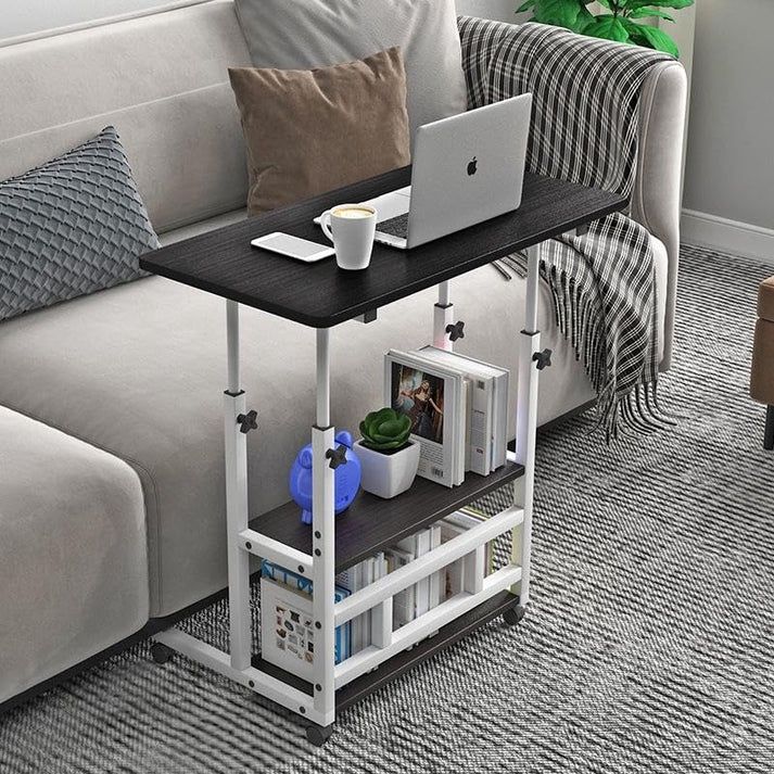 Savya Engineered Wood Manual Height Adjustable Study Table For Adults,Students,Kids|Portable Table,Computer Table,Breakfast Table|Office Table For Work From Home,Bed Study Table|80*40 Cm,Black,1