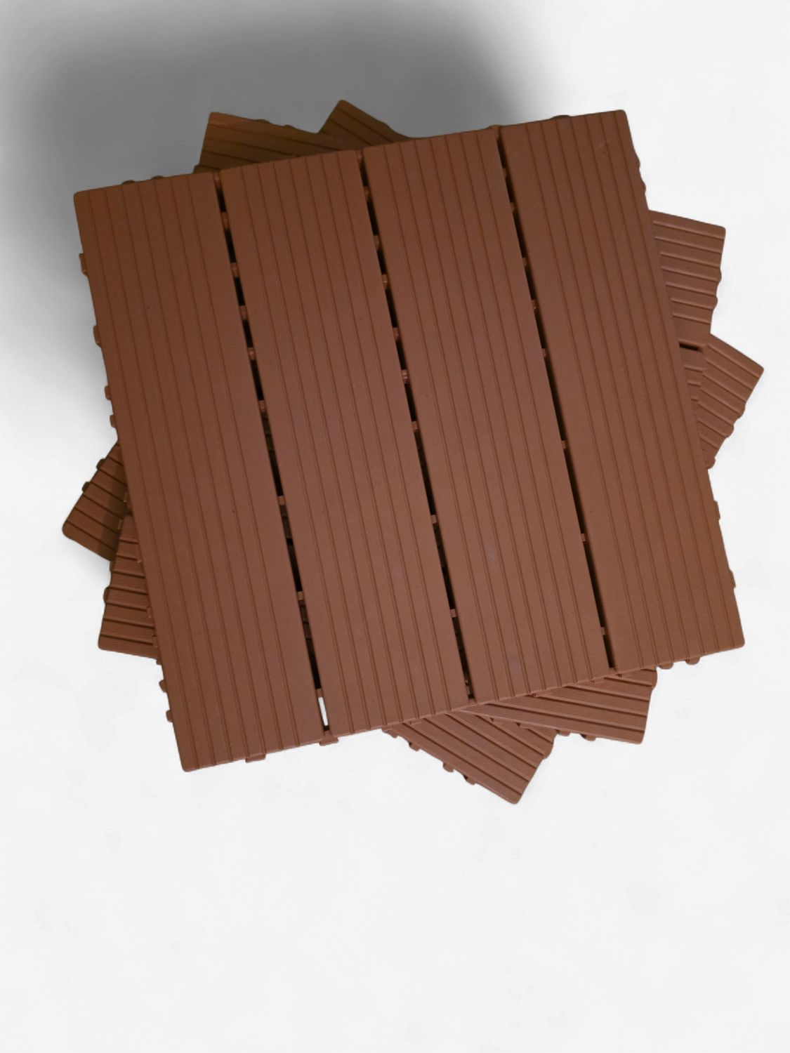 40 Plastic Interlocking Deck Tiles Light Brown Wood Grain Outdoor Patio Pavers 12"x12"