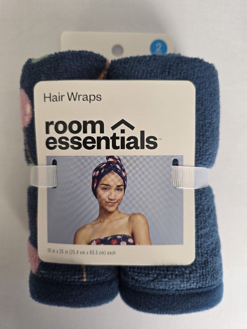 Pack of 2 Room Essentials Hair Wraps Gray 10” X 25”