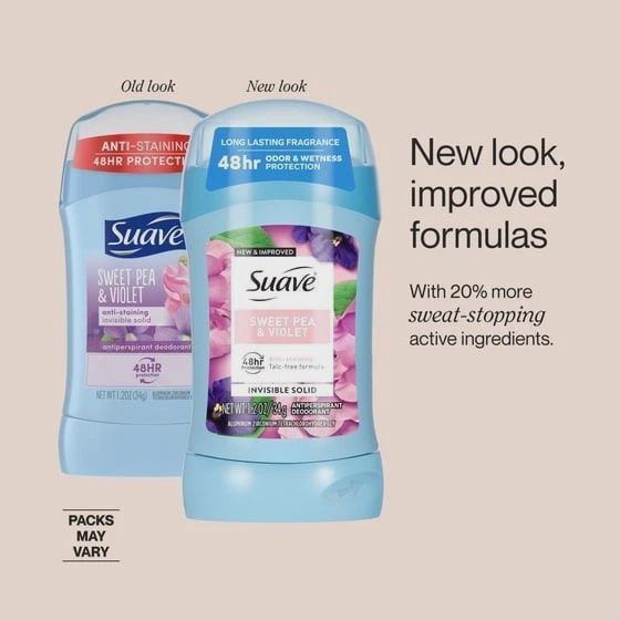 2PC Suave Antiperspirant Deodorant For Women, 48hr Protection, Sweet Pea &amp; Violet, 1.2 OZ
