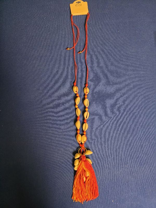 MIA Collection Pink Tassel Festival Necklace with Shells &amp; Goldtone Beads!!!