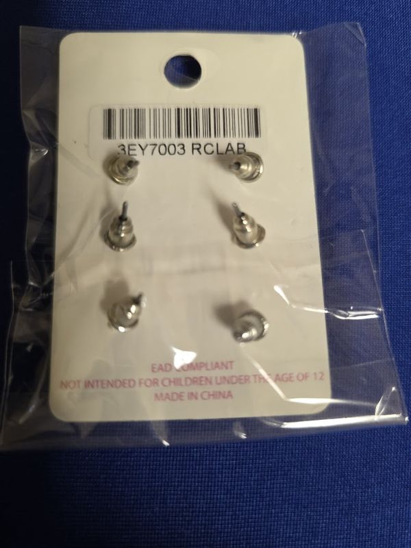 Stud Earrings from the Bloom collection. 3 pair White