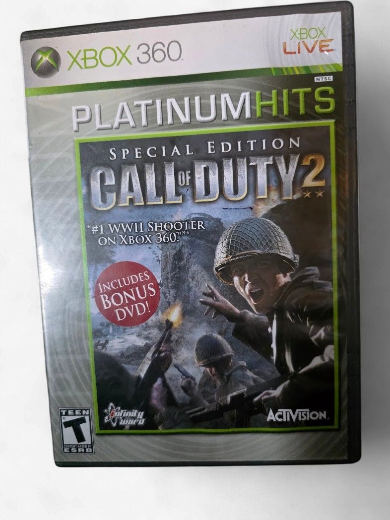Call of Duty 2 Platinum Hits (Xbox 360) Complete W/ Manual &amp; Bonus Disc