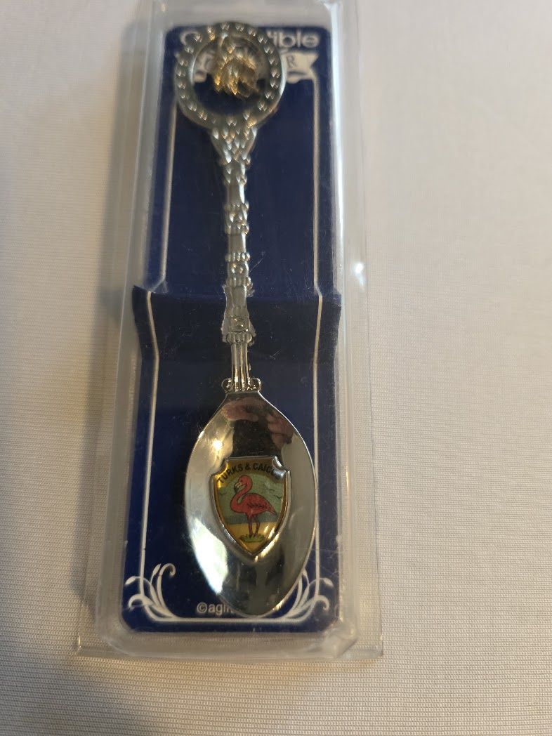 vintage collectible souvenir spoon from Turks &amp; Caicos FLAMINGO