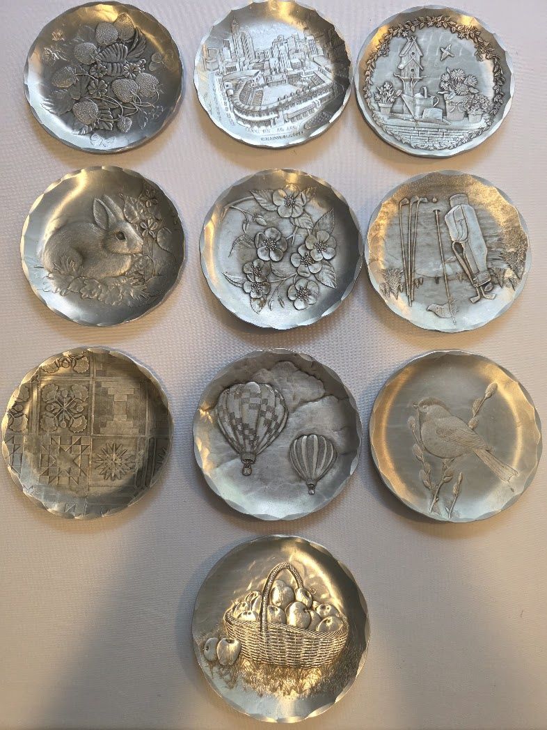 SET LOT OF 10 WENDELL AUGUST FORGE HANDMADE ALUMINUM  COASTERS