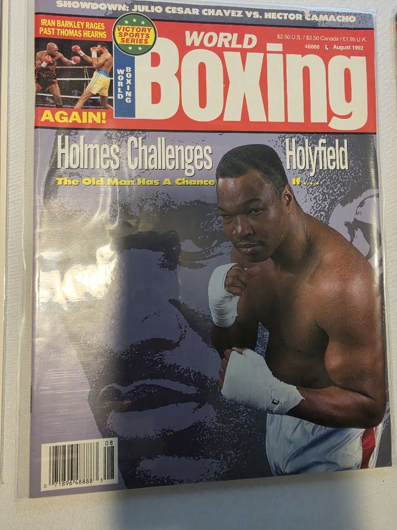 WORLD BOXING MAGAZINE August 1992 Holmes Challenges Holyfield