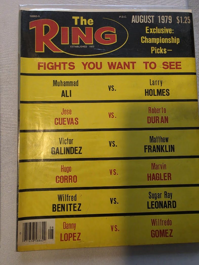 AUGUST 1979 THE RING BOXING MAGAZINE ALI HOLMES CUEVAS DURAN BENITEZ LEONARD