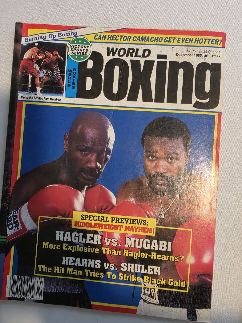 World Boxing Magazine December 1985 Hagler Vs Mugabi Hearns Vs Shuler!
