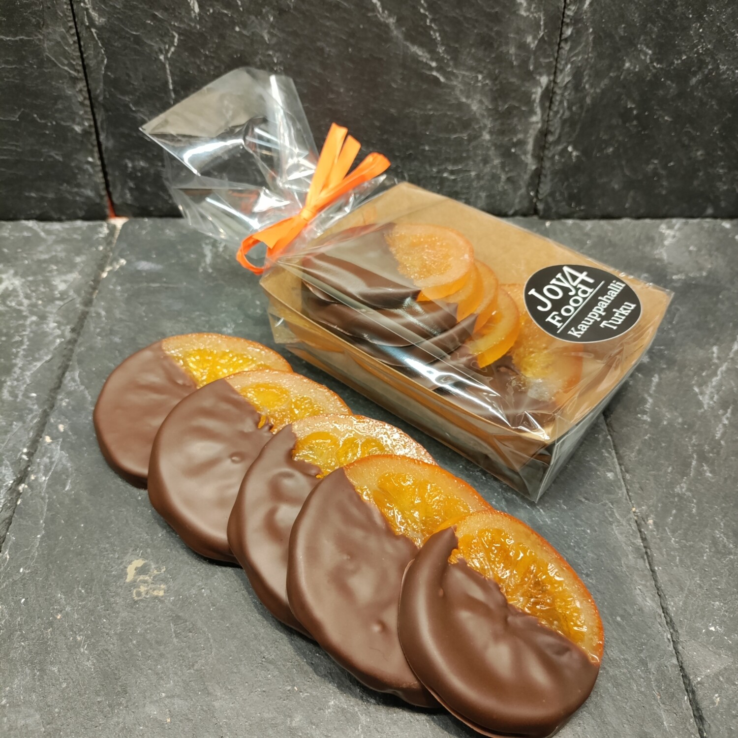 Tumma suklaa kandeerattu appelsiini