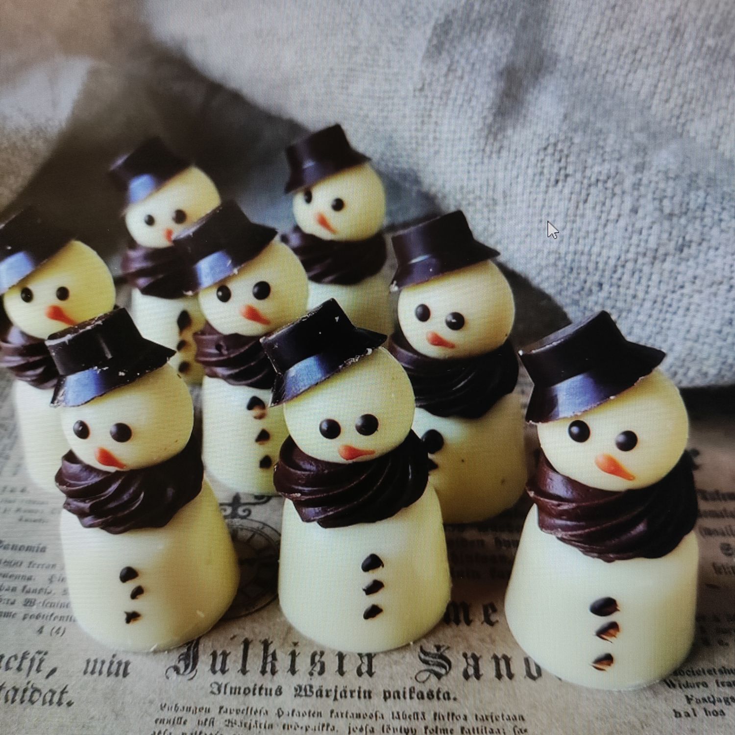Valkosuklaa lumiukko, vanilja ganache(G)