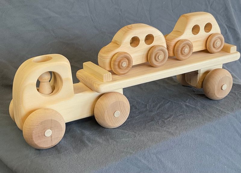 car transporter truck wooden toy