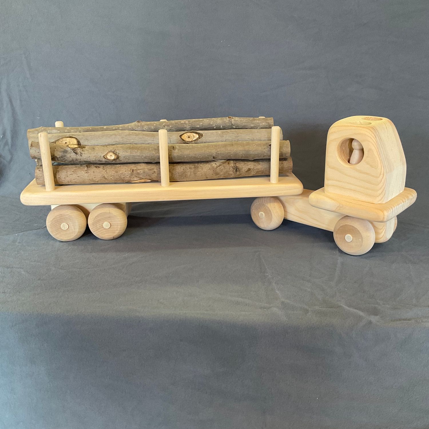 large log truck wooden toy