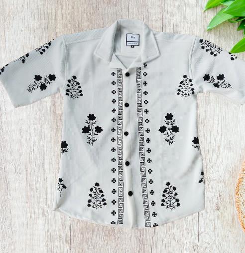 Flowered Down Shoulder Shirt