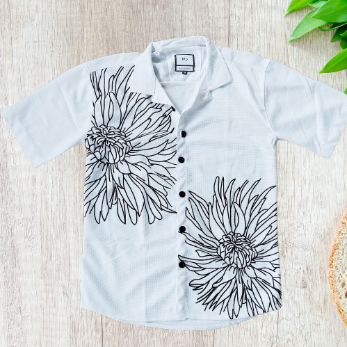 Flowered Down Shoulder shirt