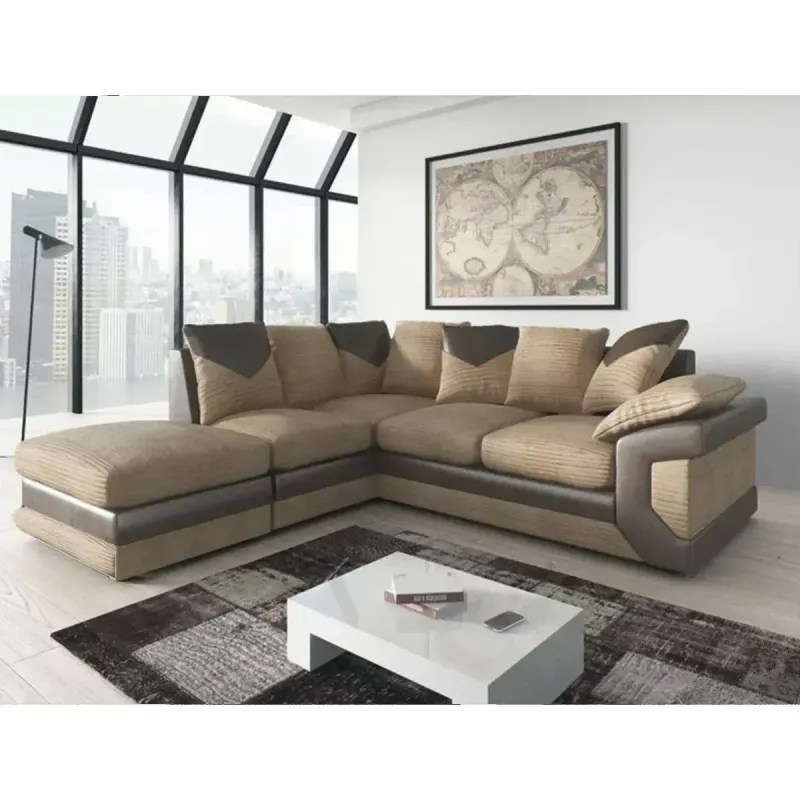 Dino Jumbo Cord Left Hand Corner Sofa with detachable footstool
