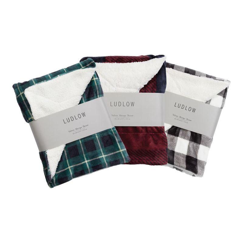 Ludlow Plaid Print Plush Throw