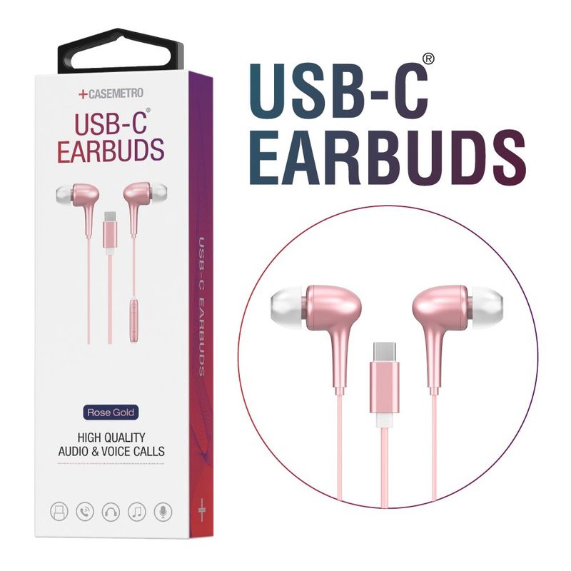 Rose Gold/Black USB-C Soft in Earbuds Case Metro