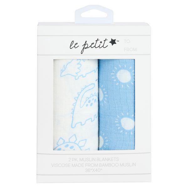 Swaddle Le Petit 2 pk Muslin Blankets Blue