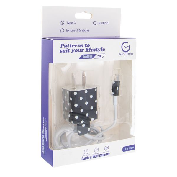 Type C Cable / Wall Charger Polka Dot