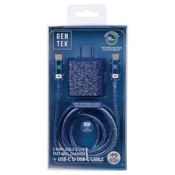Gen Tek 20W Fast Charge Saphire Glitter