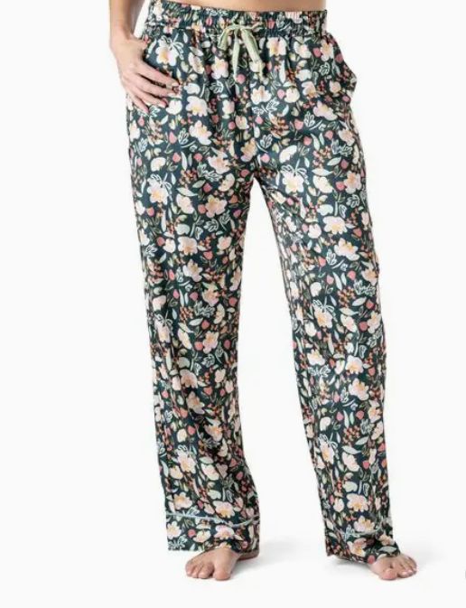 Hello Mello Satin Pajama Pant Floral Design