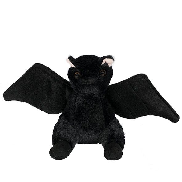 Standing Black Bat with Velvet Wings 7"
