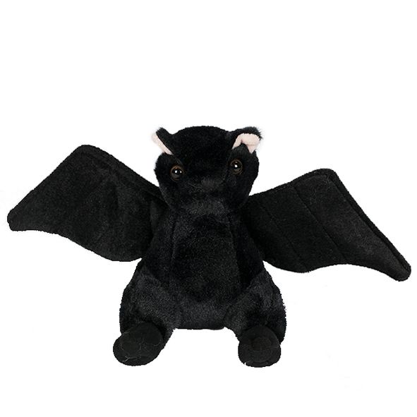 Standing Black Bat with Velvet Wings 7"