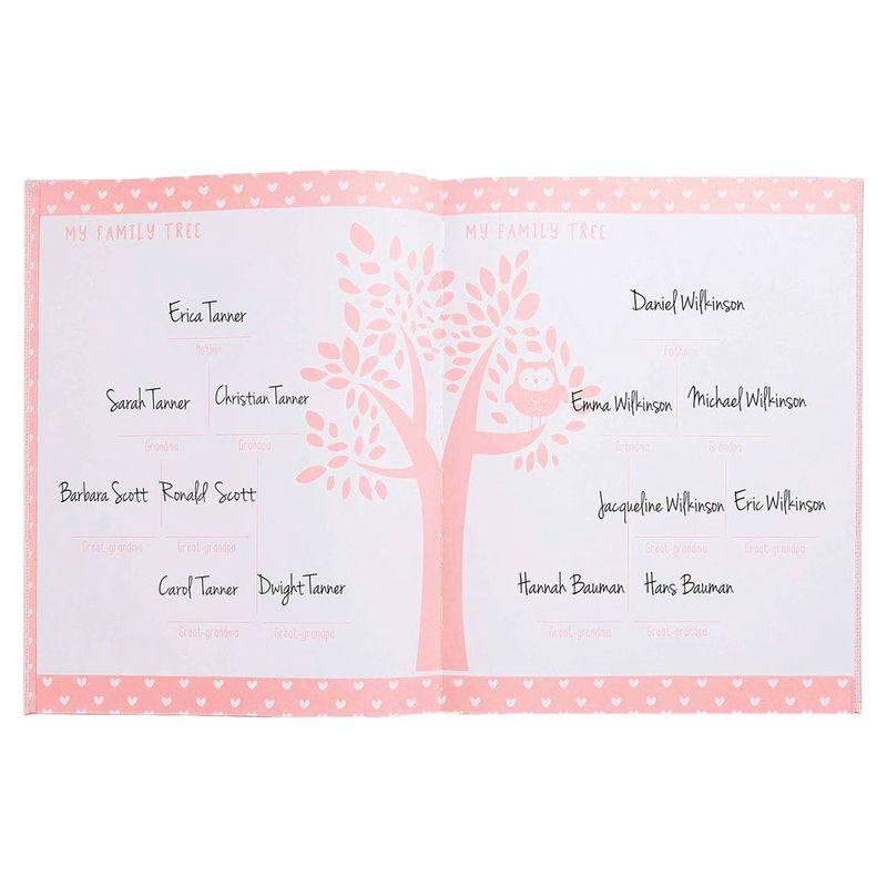 Pink Linen Baby Book with Inkpad
