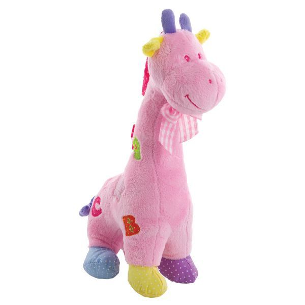 Plush Giraffe with Rattle 14" Pink