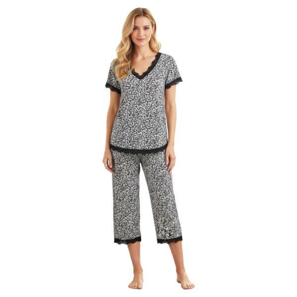 Capri Black Flora Pajama 2pc Set