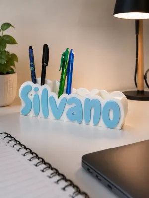 Name tag pen holder