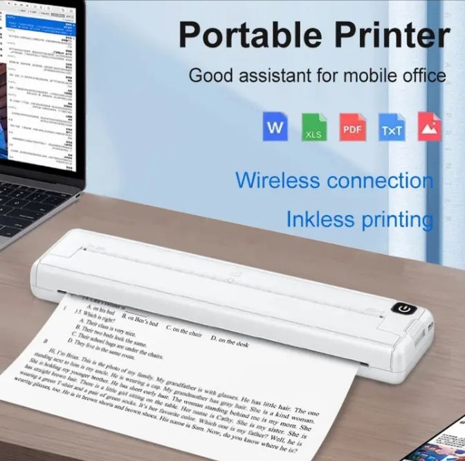 Portable wireless inkless A4 printer
