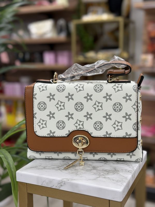 Damenhandtasche Model 2025, Umhängetasche, weiss-braun