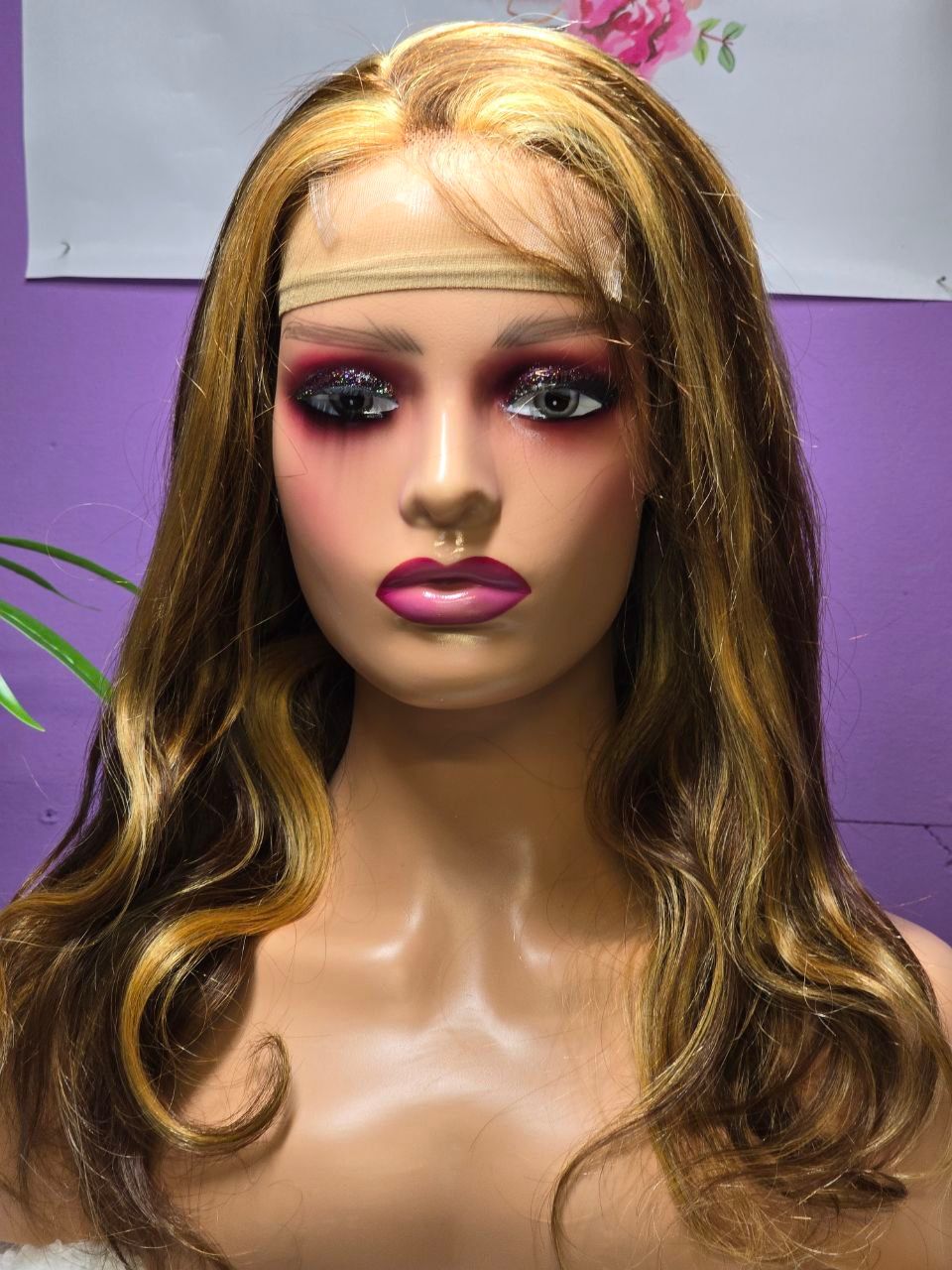 Highlight ombre lace front 4*4 HD wig locke, 180 Dicke