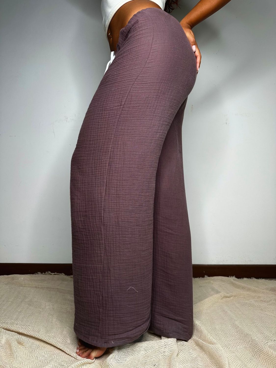 PANTALONE REGOLABILE, IN MUSSOLA - MARRONE