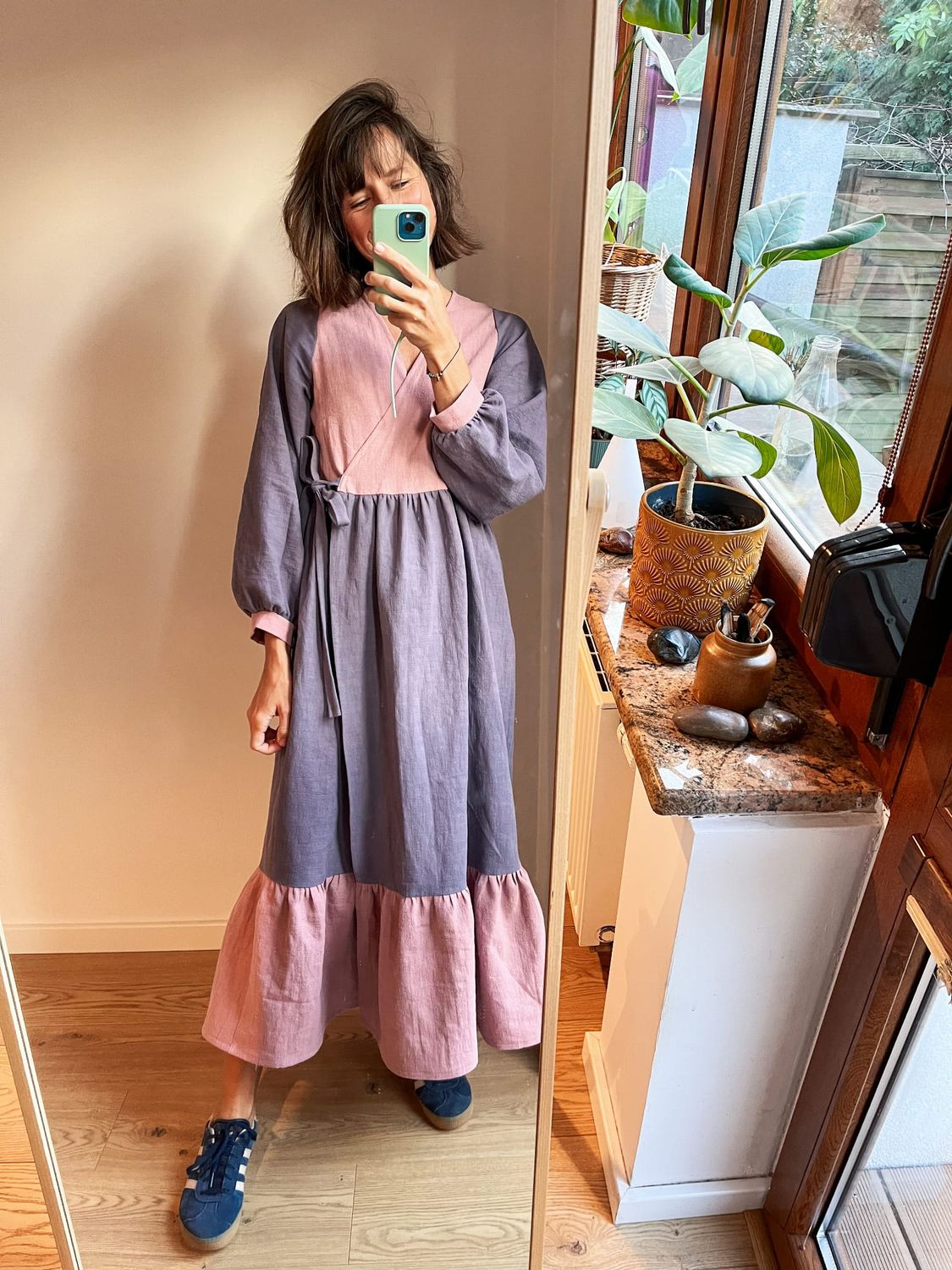 Kopertowa sukienka SUZANNE /PURPLE LINEN/