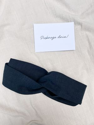 Lniana opaska do włosów /BLACK/