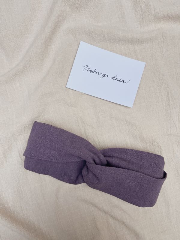 Lniana opaska do włosów /PURPLE/