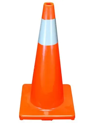 28" Economy Traffic Cones Solid Orange, 28", 5 lbs, Economy Cone w/ 6" Reflective Collar